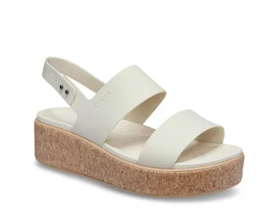 Crocs Brooklyn Cork Low Platform Wedge Sandal In White