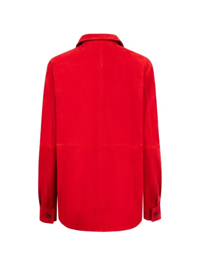 Totême Womens Poppy Soft Long-sleeves Suede Overshirt In Red