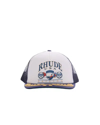 Rhude Usa Sailing Icon Trucker Hat In Blue