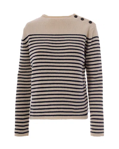 Weekend Max Mara Striped-pattern Button Sweater In Multi