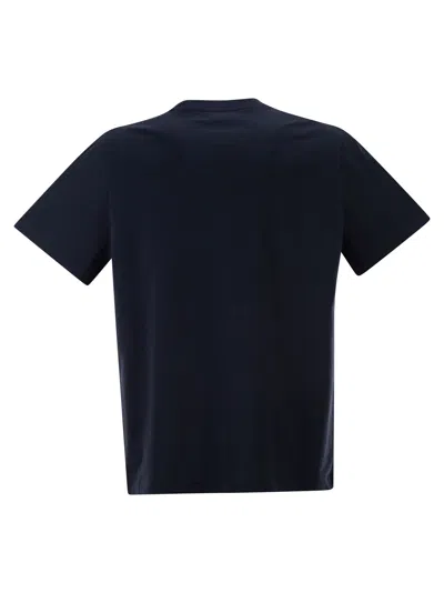A.p.c. Men Blue Crewneck T-shirt With Logo Embroidered On The Front In Cotton Man