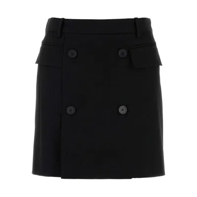 Balenciaga Women Viscose And Wool Twill Miniskirt In Black