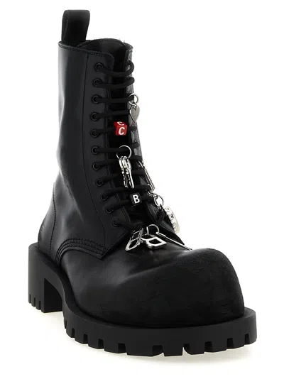 Balenciaga Black Leather Hummer Lace-up Ankle Boots In Black