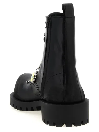 Balenciaga Black Leather Hummer Lace-up Ankle Boots In Black