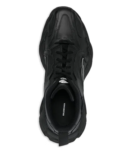Balenciaga Monday Black Low Top Sneakers With Logo Detail And Embossed Size On The Rear In Leather And Fabric M In Black