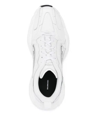Balenciaga Monday White Low Top Sneakers With Logo Detail And Embossed Size On The Rear In Leather And Fabric M In White