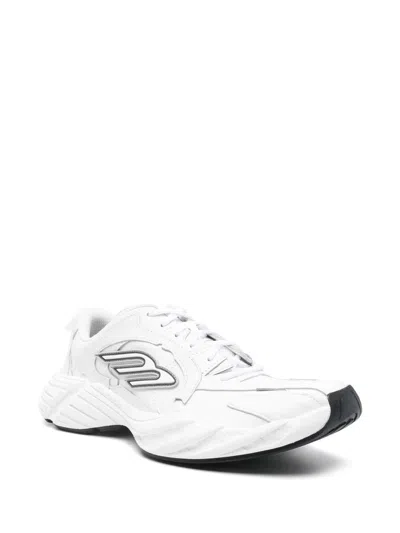 Balenciaga Monday White Low Top Sneakers With Logo Detail And Embossed Size On The Rear In Leather And Fabric M In White