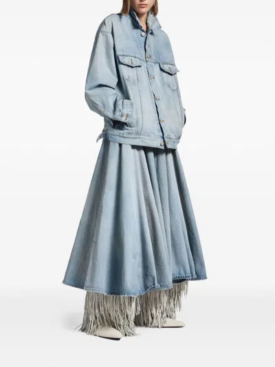 Balenciaga Maxi Skirt With Innovative Design And Five-pocket Style In Blue