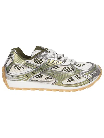Bottega Veneta Orbit Metallic Net Runner Sneakers In Limone