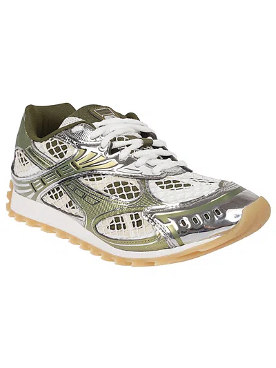 Bottega Veneta Orbit Metallic Net Runner Sneakers In Limone