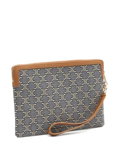 Celine Mini Clutch With Elegant Diamond Pattern In Blue
