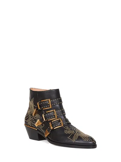 Chloé Chloe Women Embellished Nappa Leather Susanna Ankle Boots In Black