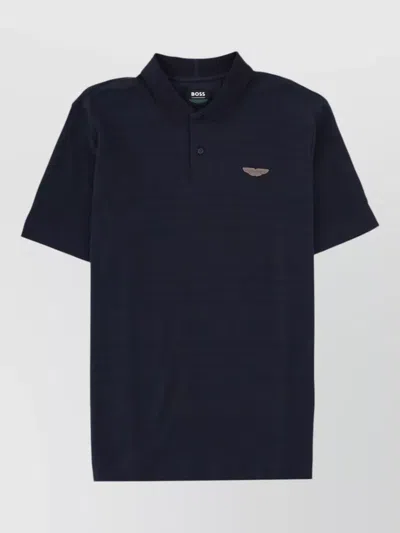 Hugo Boss X Aston Martin Polo Shirt In Cotton Jacquard In Blue