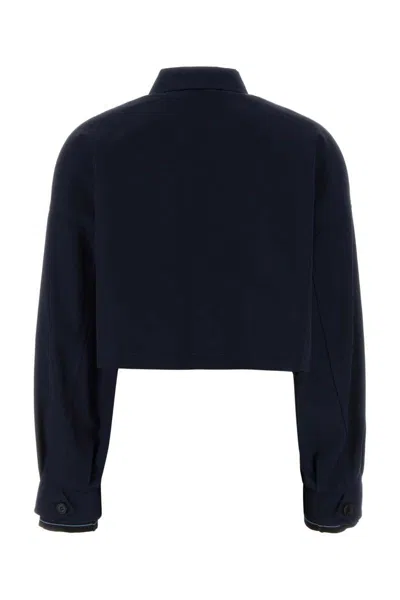 Prada Poplin Jacket Featuring Front Pockets Buttons In Blue