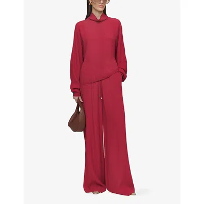 Joseph Womens Mulberry Buick Funnel-neck Crepe Blouse In Red