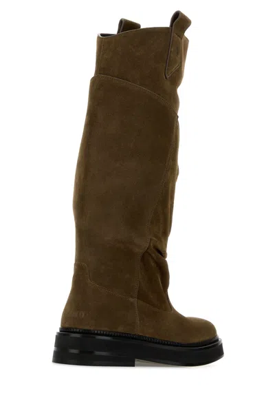 Attico Robin Passeggiata Suede Knee-high Boots In Brown