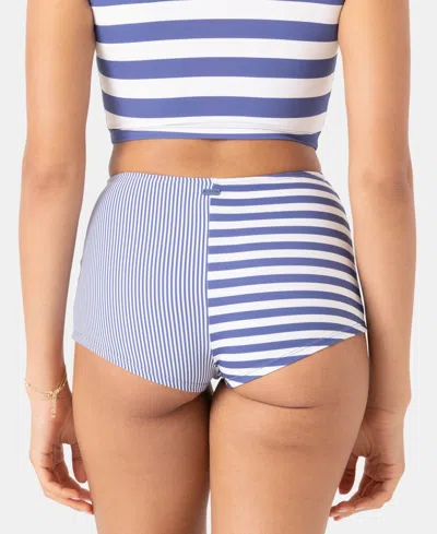 Roxy Stripe Out Short Bikini Bottoms In Blue