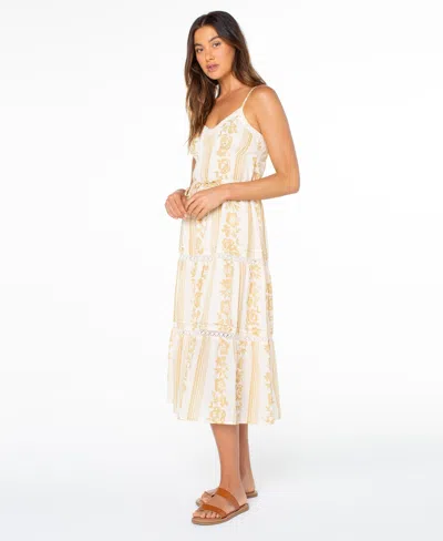 Roxy Azalea Floral Tiered Cotton Midi Dress In Multi