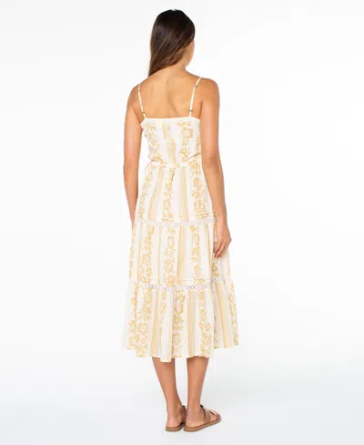 Roxy Azalea Floral Tiered Cotton Midi Dress In Multi