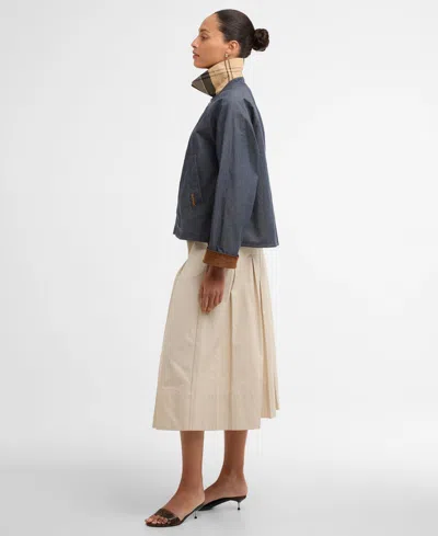 Barbour Freckleton Denim Jacket Dress Contrast Collar Cuffs In Blue