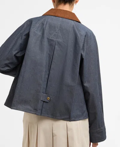 Barbour Freckleton Denim Jacket Dress Contrast Collar Cuffs In Blue