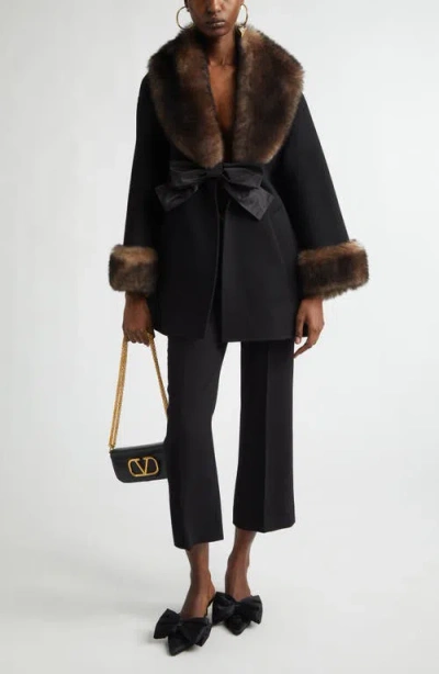 Valentino Compact Wool Coat In Black