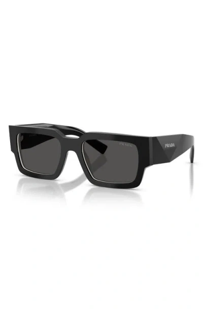 Prada 55mm Rectangular Sunglasses In Black