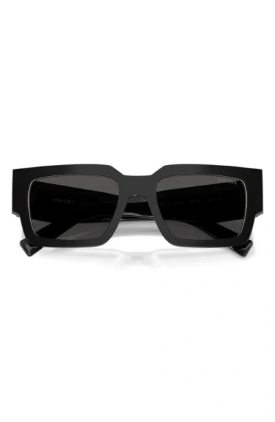 Prada 55mm Rectangular Sunglasses In Black