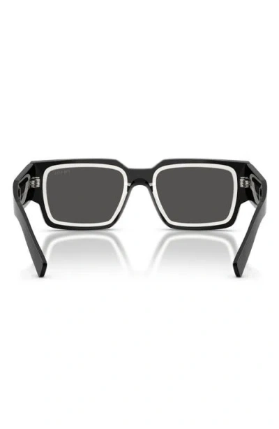 Prada 55mm Rectangular Sunglasses In Black