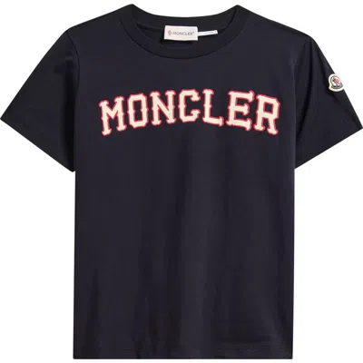 Moncler Logo Print Cotton T-shirt In Black