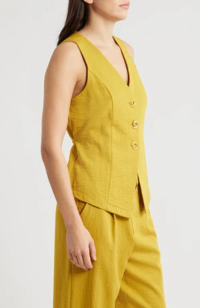 City Blues Button Front Vest In Multi