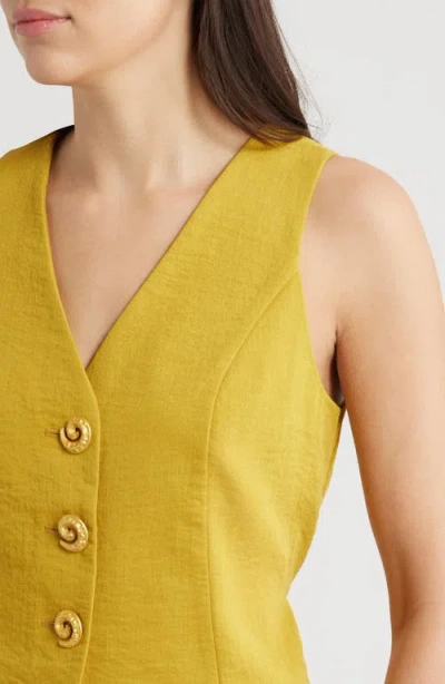 City Blues Button Front Vest In Multi