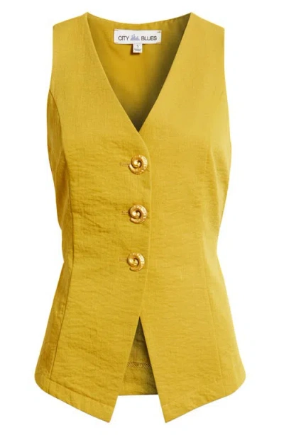 City Blues Button Front Vest In Multi