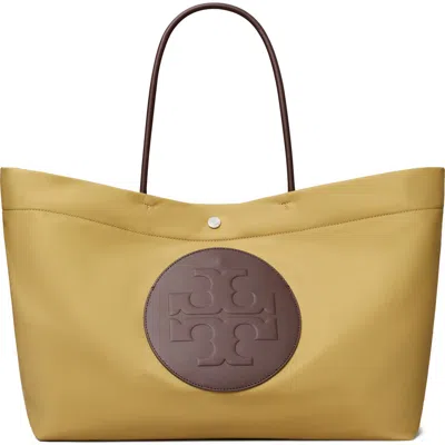 Tory Burch Ella Twist Nylon Shoulder Bag With Maxi Logo Patch On The Front In Neutral
