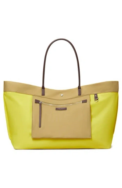 Tory Burch Ella Twist Nylon Shoulder Bag With Maxi Logo Patch On The Front In Neutral