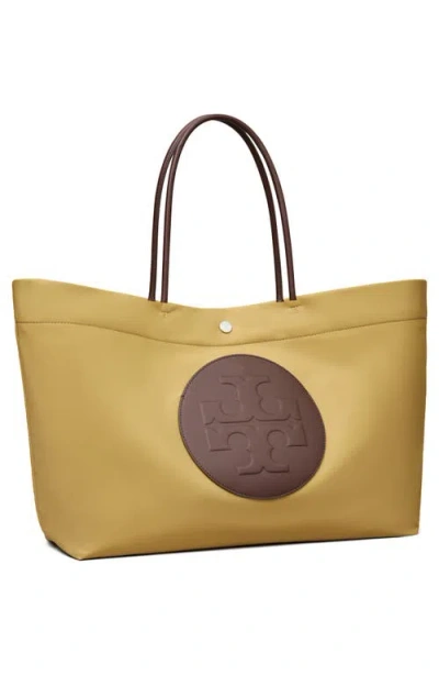 Tory Burch Ella Twist Nylon Shoulder Bag With Maxi Logo Patch On The Front In Neutral