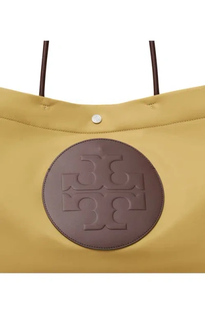 Tory Burch Ella Twist Nylon Shoulder Bag With Maxi Logo Patch On The Front In Neutral
