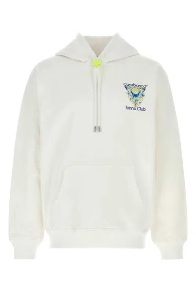 Casablanca Tennis Club Logo-print Hooded Cotton Sweatshirt In White