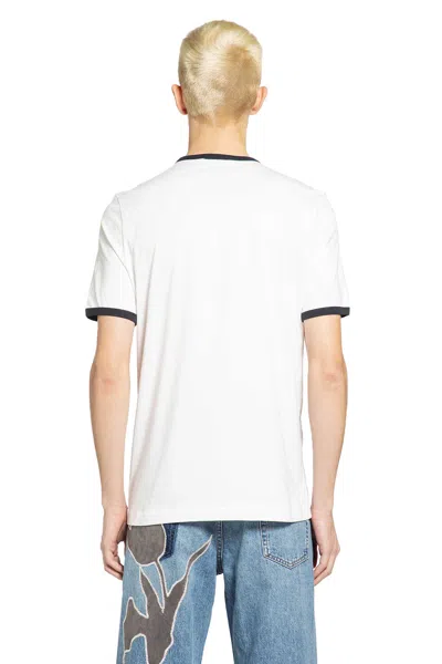 Marni Crew Neck T-shirt With Front Logo And Ribbed Accents In White