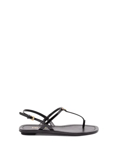 Prada Triangle Logo Patent Leather Thong Sandals In Multi
