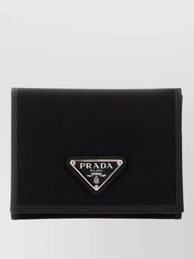Prada Fabric Wallet Fold Over Design In Black