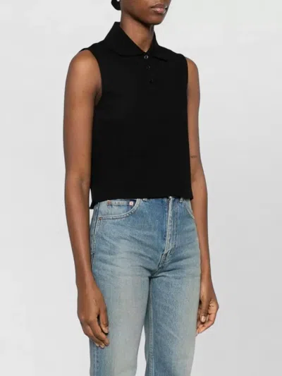 Saint Laurent Cassandre Polo Shirt In Cotton Piqu In Black