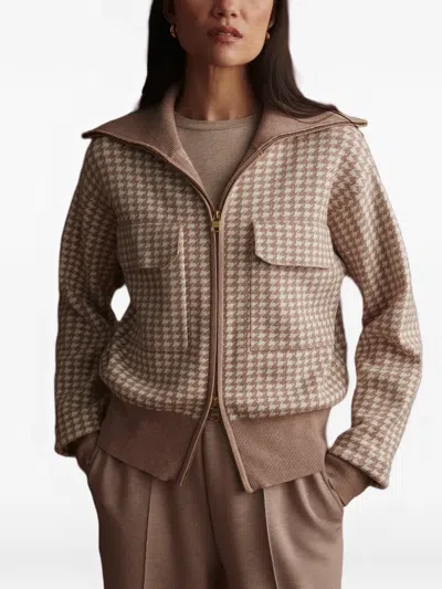 Varley Ablett Houndstooth Jacquard Zip Cardigan In Multi