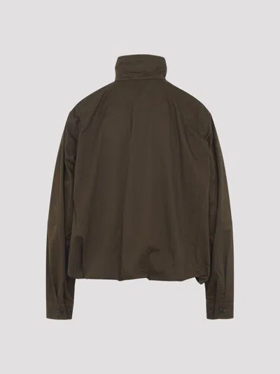 Lemaire Soft Pleated Buttoned Jacket In Brown