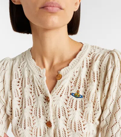 Vivienne Westwood Embroidered-logo Crop-length Cardigan In White