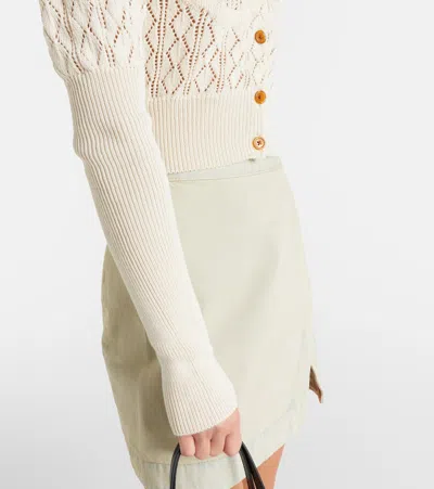 Vivienne Westwood Embroidered-logo Crop-length Cardigan In White