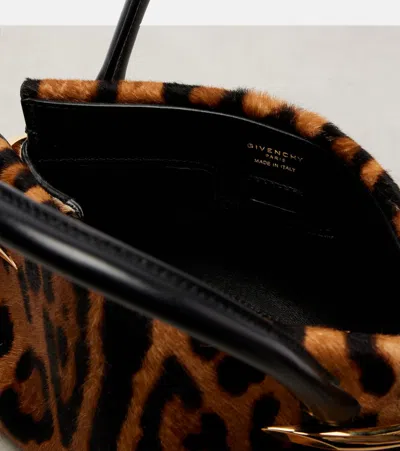 Givenchy Pinch Mini Embellished Leopard-print Calf-hair Shoulder Bag In Multi