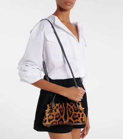 Givenchy Pinch Mini Embellished Leopard-print Calf-hair Shoulder Bag In Multi