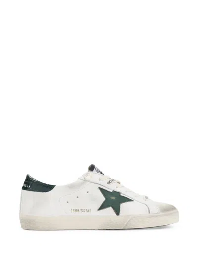 Golden Goose Super-star White Low Top Sneakers With Embossed Logo And Contrasting Heel Tab In Leather Man In White