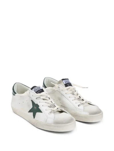 Golden Goose Super-star White Low Top Sneakers With Embossed Logo And Contrasting Heel Tab In Leather Man In White